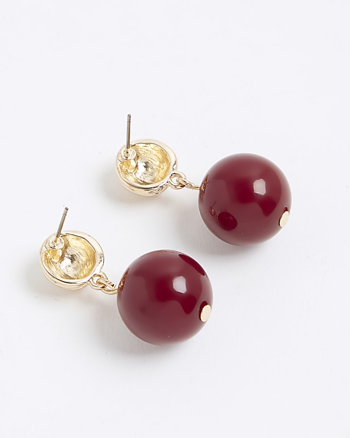 Red Beaded Drop Earrings