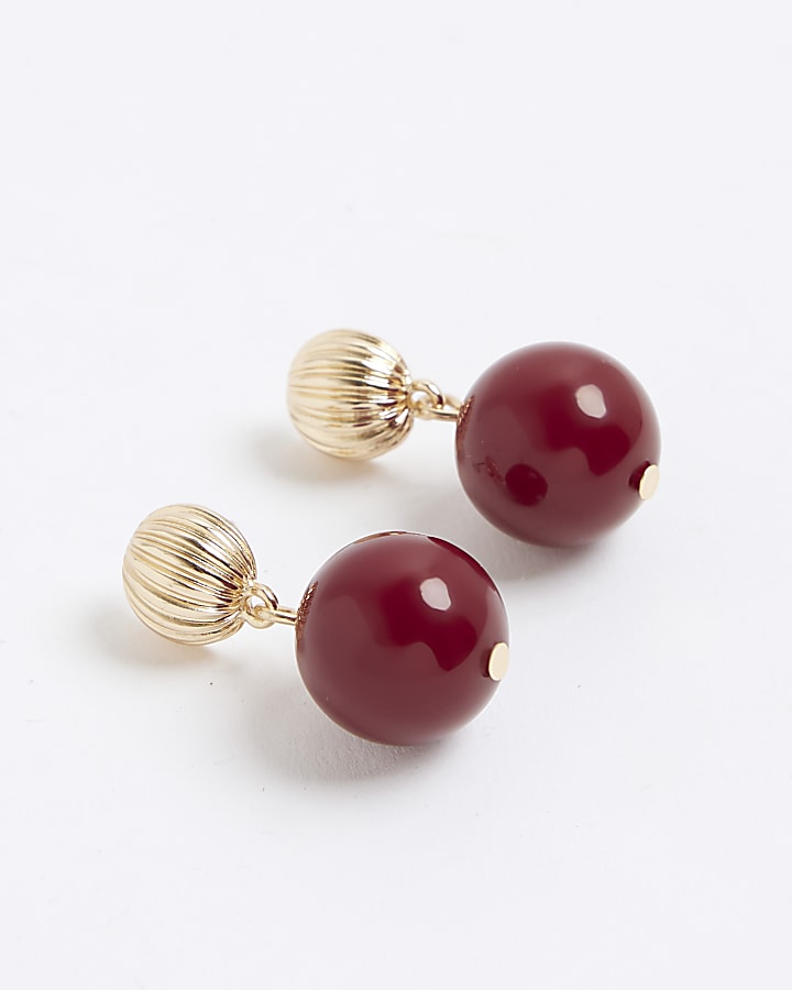 Red Beaded Drop Earrings