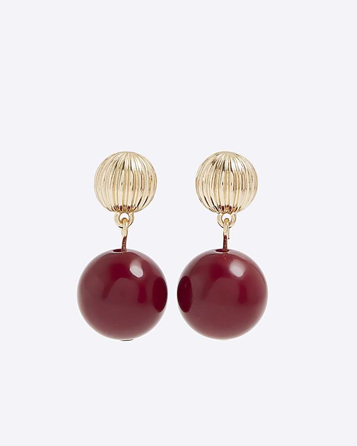 Red Beaded Drop Earrings