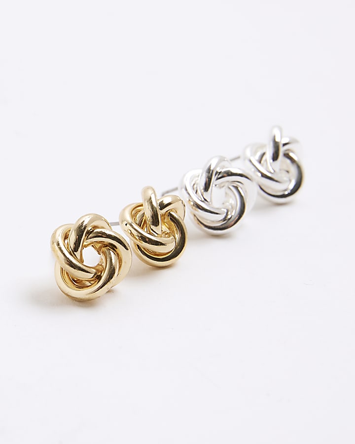 Metal Multi Knot Stud Earrings
