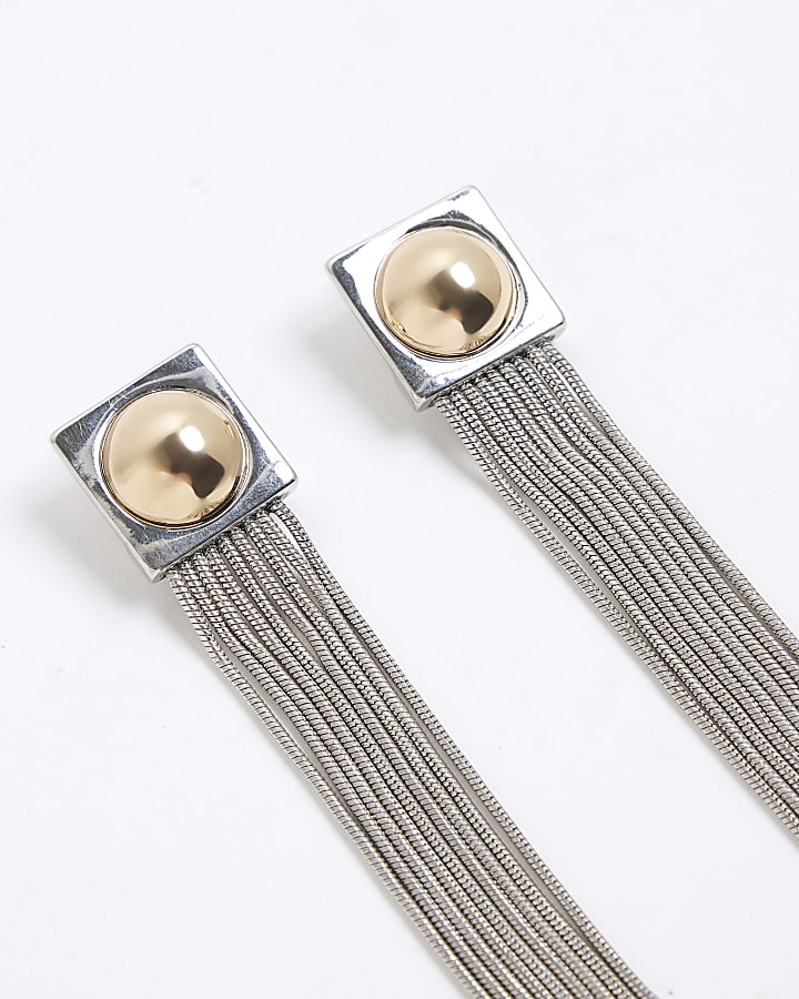 Multi Mixed Metal Sleek Drop Earrings