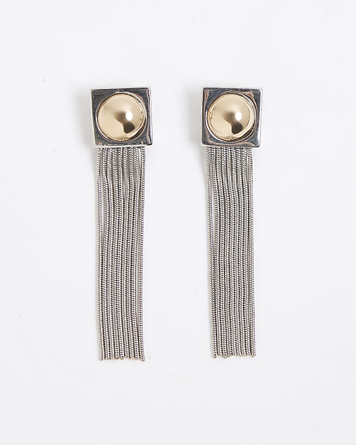 Multi Mixed Metal Sleek Drop Earrings