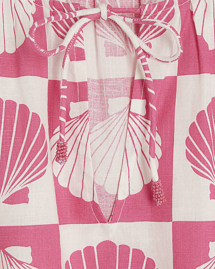 Pink Shell Print Beach Top