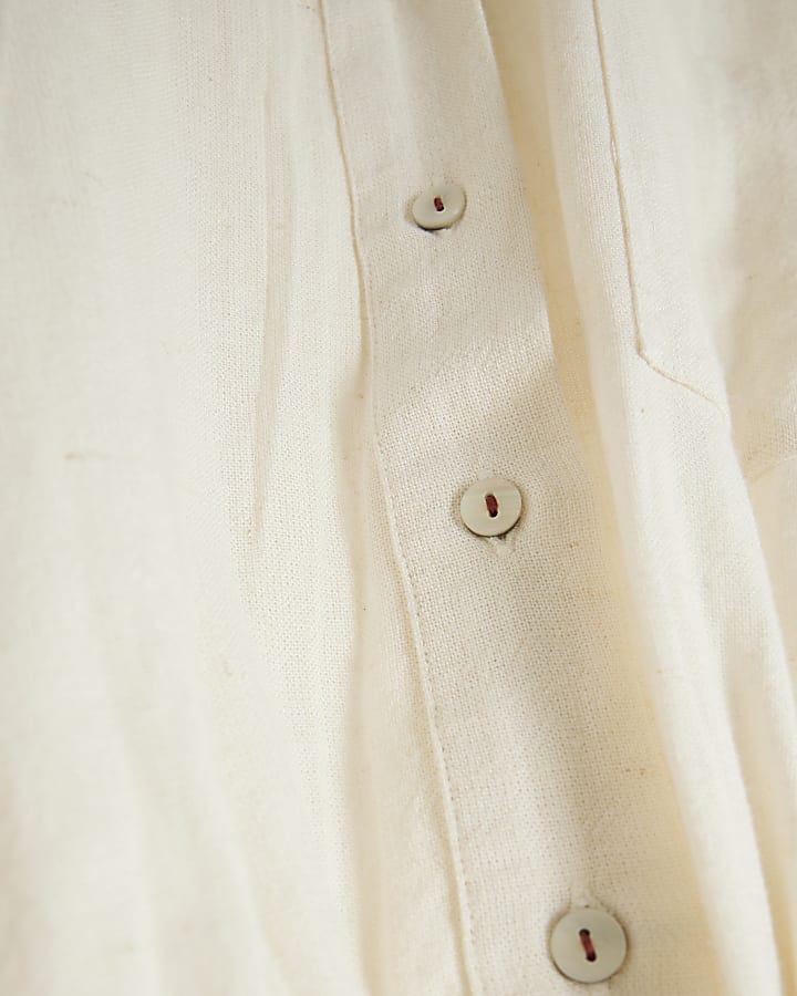 Beige Linen Blend Knot Front Shirt