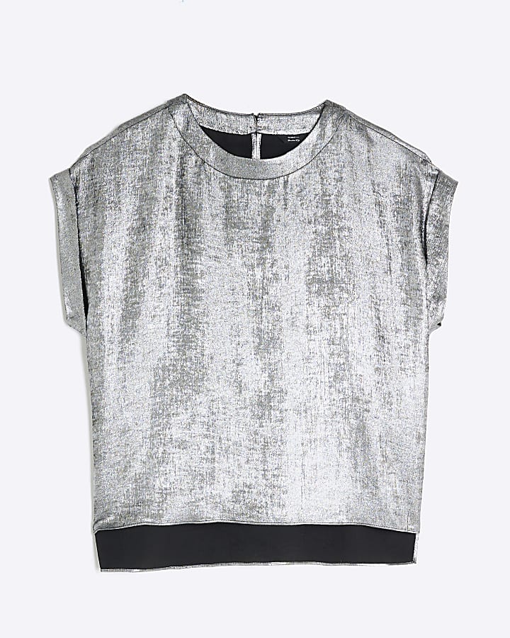 Silver Short Sleeve Turn Up Cuff T-shirt