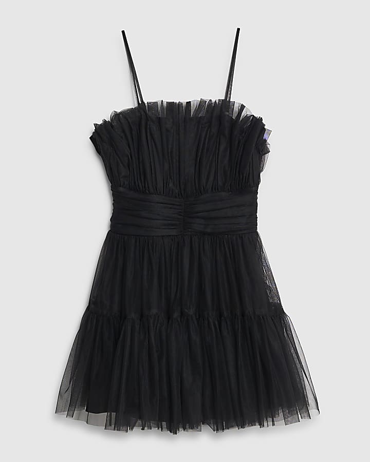 Black Tulle Bandeau Mini Dress