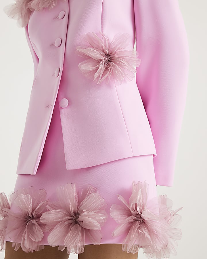 Pink 3D flower mini skirt