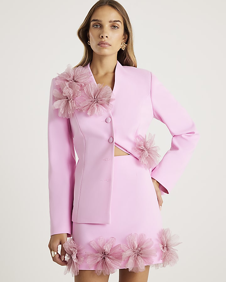 Pink 3D flower mini skirt