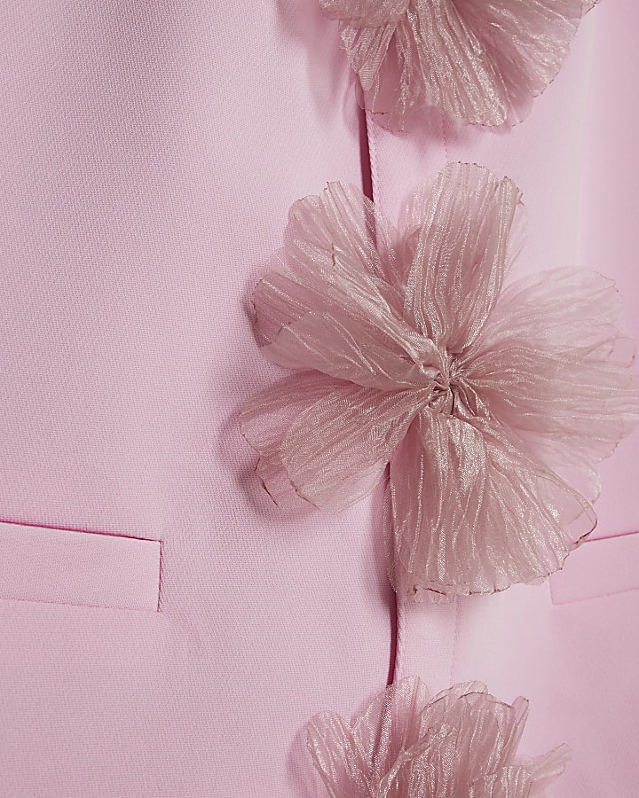 Pink Mini 3D flower shift dress
