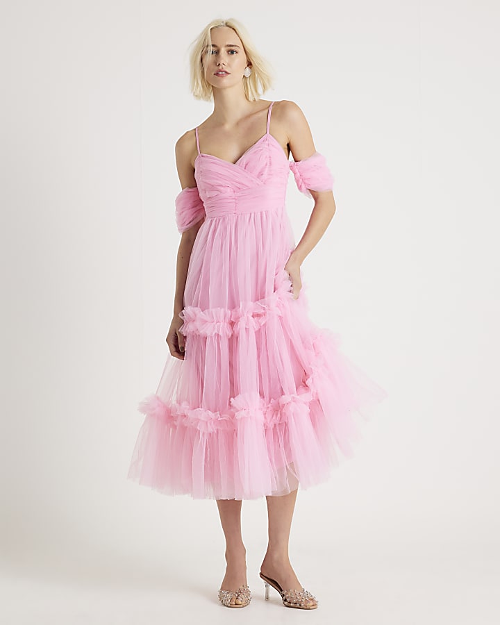 Pink Tulle ruffle Dress