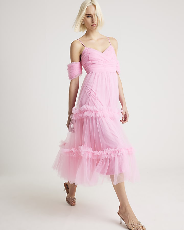 Pink Tulle ruffle Dress