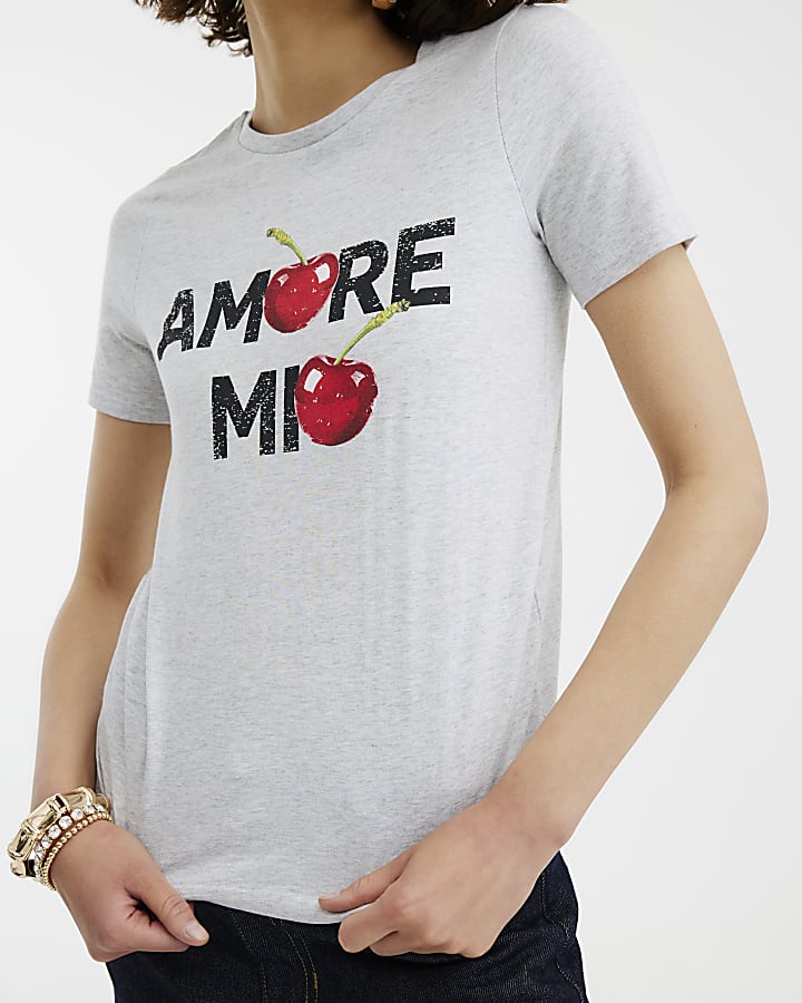 Grey Amore Mio Cherry T-Shirt