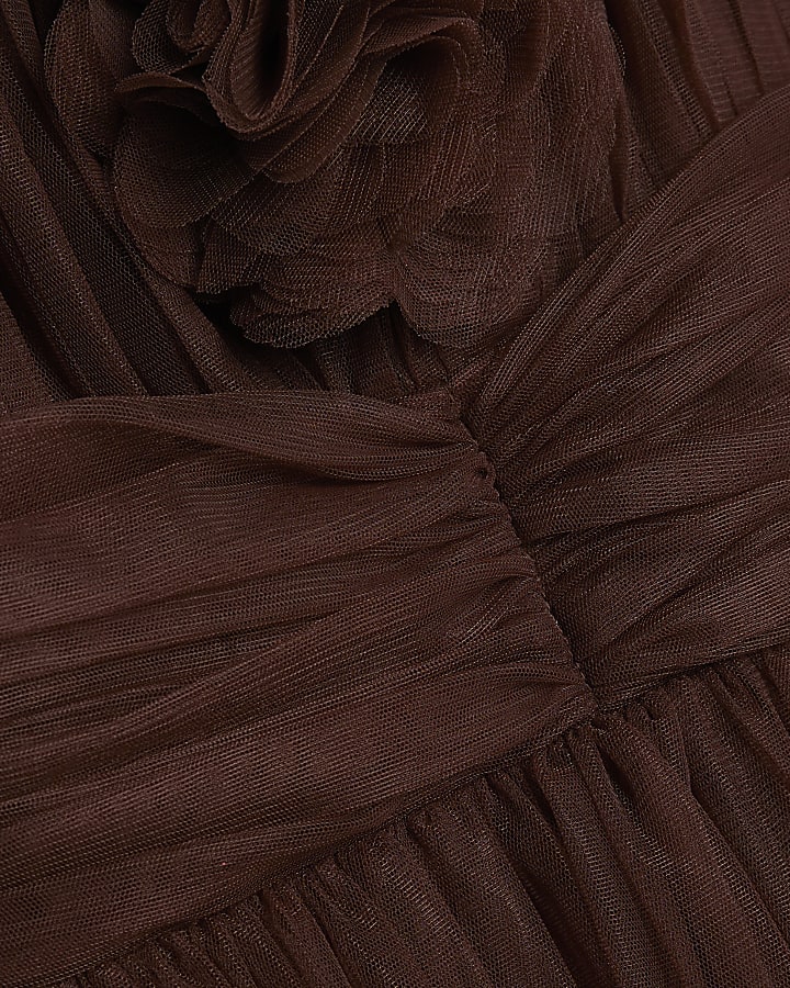 Brown Tulle Mini Dress
