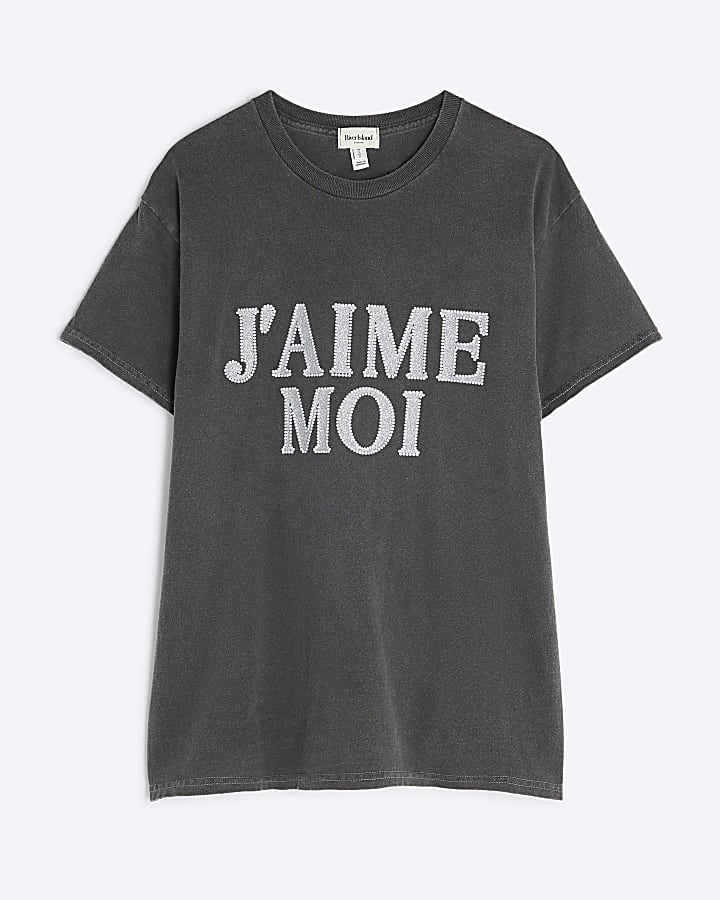 Grey J'amie Moi Glitter T-Shirt