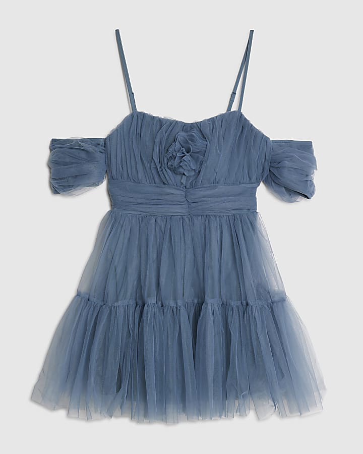 Blue Tulle Mini Dress
