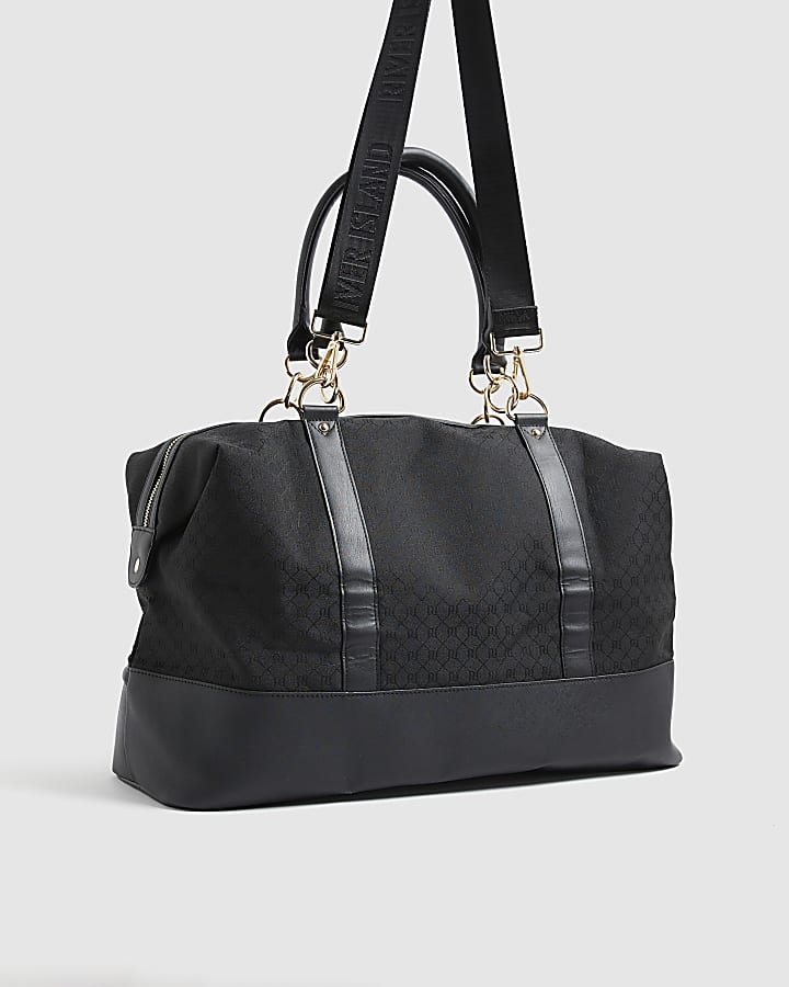 Black RI Monogram Print Holdall Bag