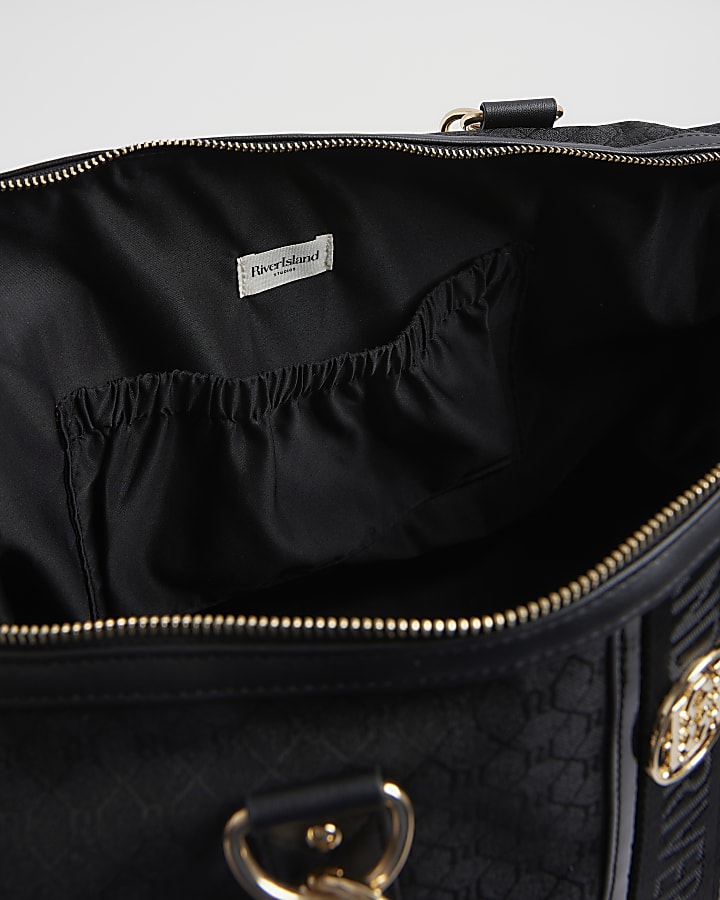 Black RI Monogram Print Holdall Bag