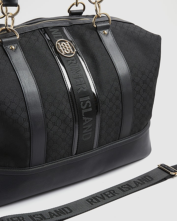 Black RI Monogram Print Holdall Bag