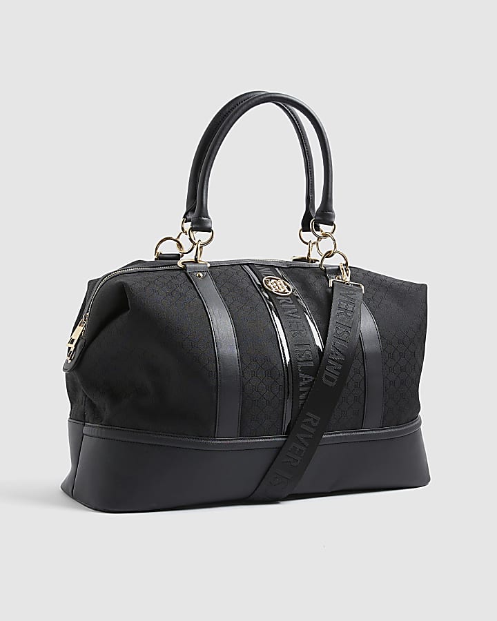Black RI Monogram Print Holdall Bag