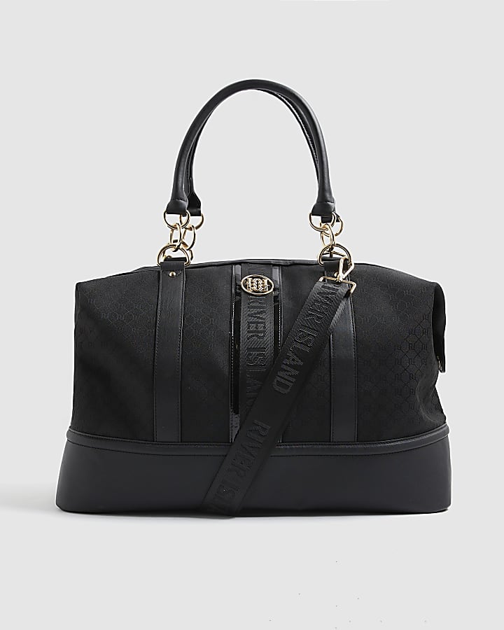 Black RI Monogram Print Holdall Bag