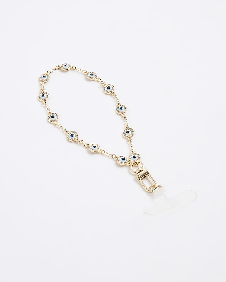 Gold Diamante Evil Eye Phone Charm