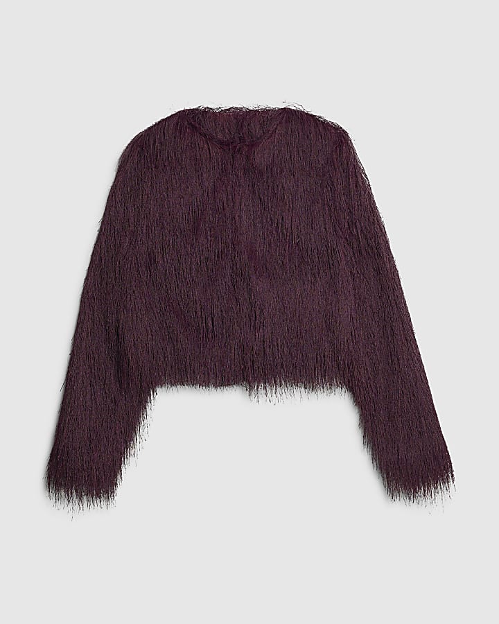 Red Long Sleeve Fringed Cardigan