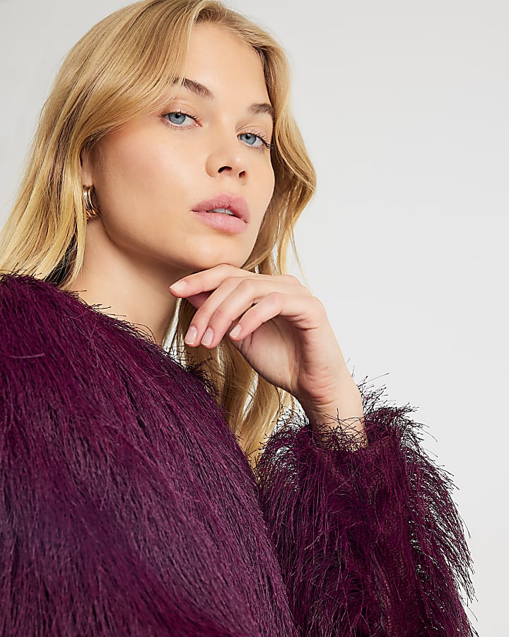 Red Long Sleeve Fringed Cardigan
