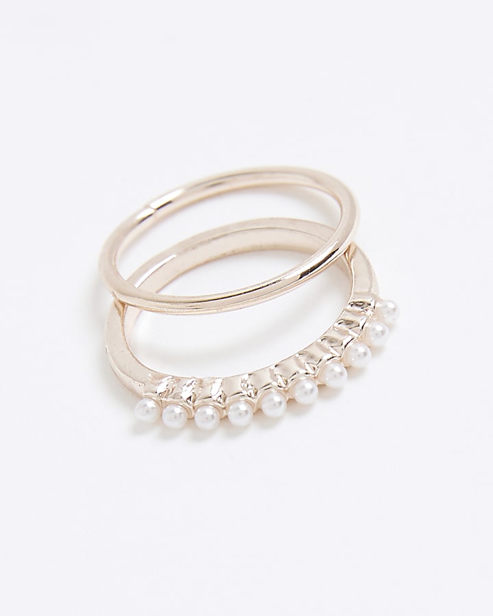 Rose Gold Rose Ring Set