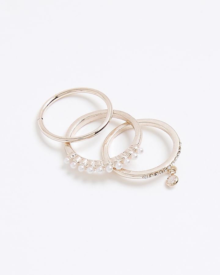 Rose Gold Rose Ring Set