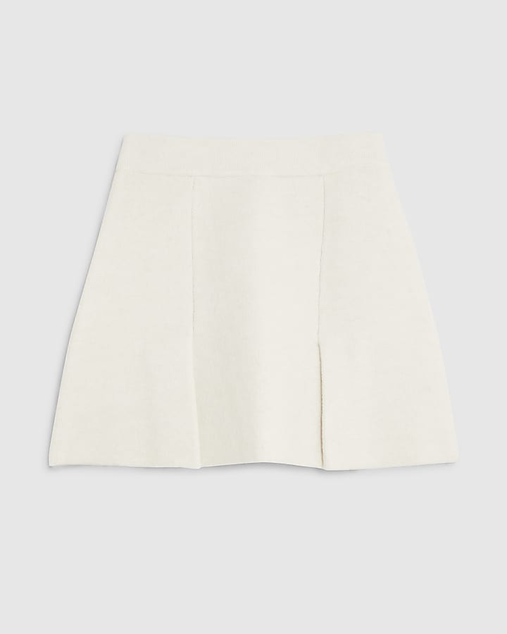 Cream Knitted Mini Skirt