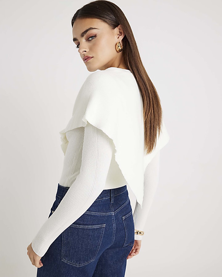 Cream Knitted Cape Jumper