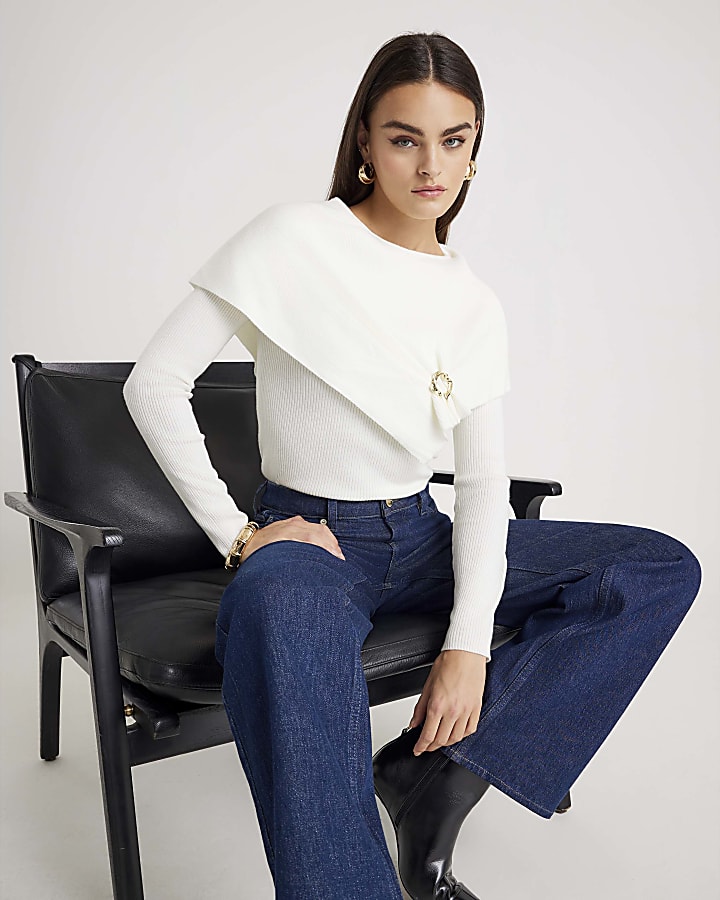Cream Knitted Cape Jumper