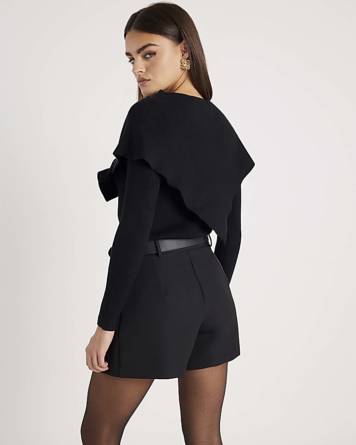 Black Knitted Cape Jumper