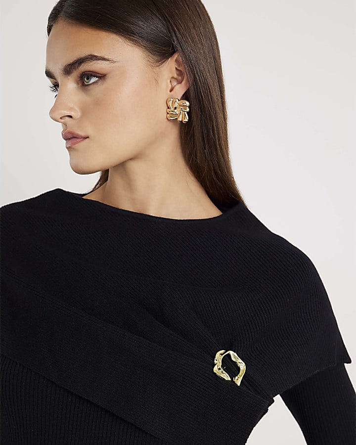 Black Knitted Cape Jumper