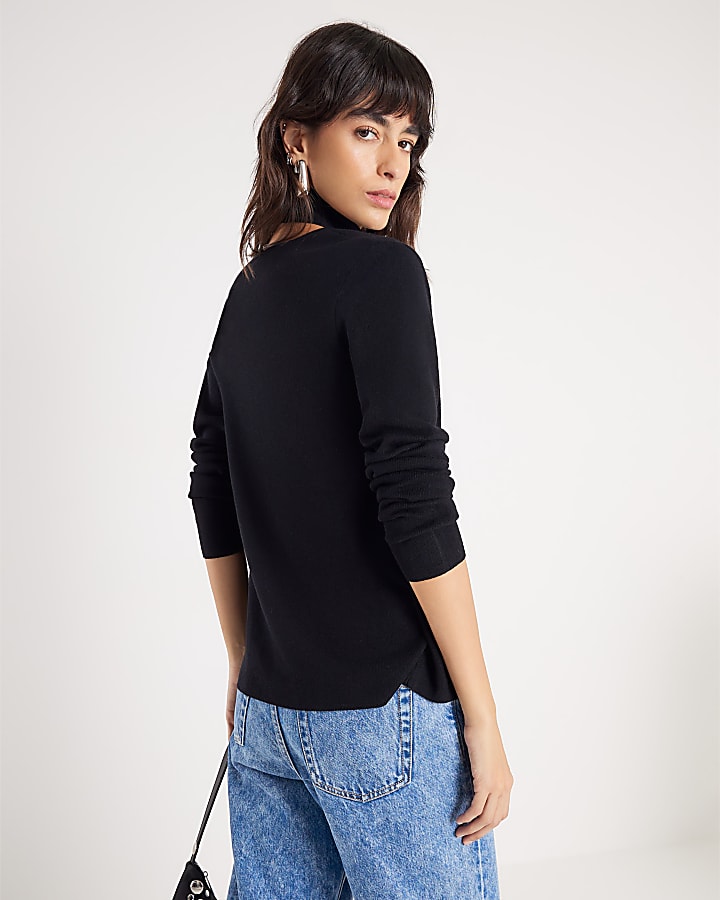 Black 2 in 1 Drape Top