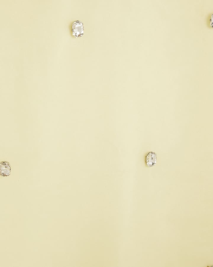 Yellow Organza Embellished Pencil Skirt