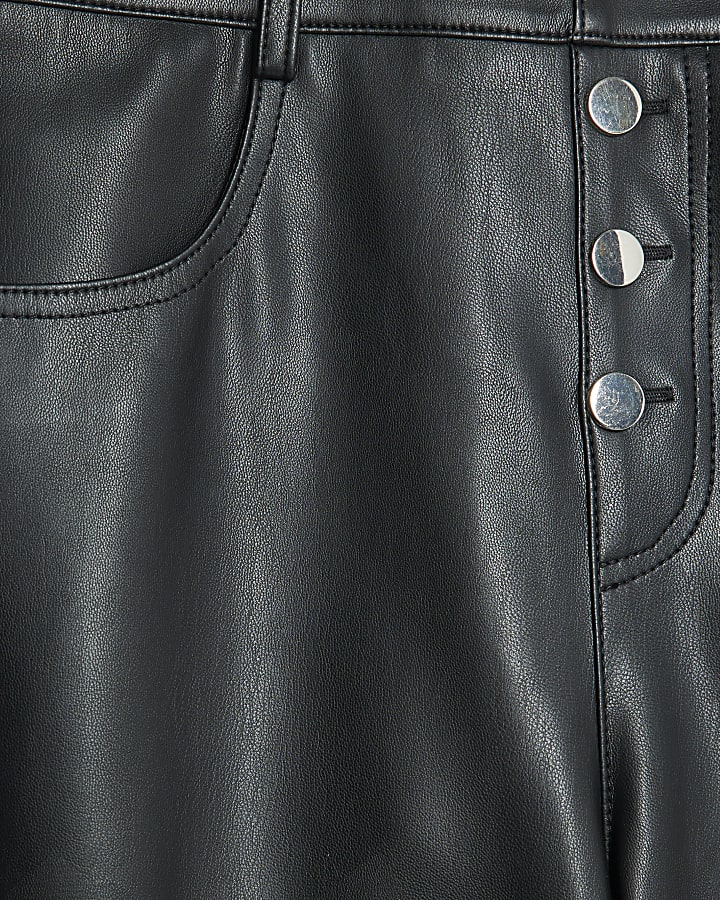 Black Button Detail Flared Trousers