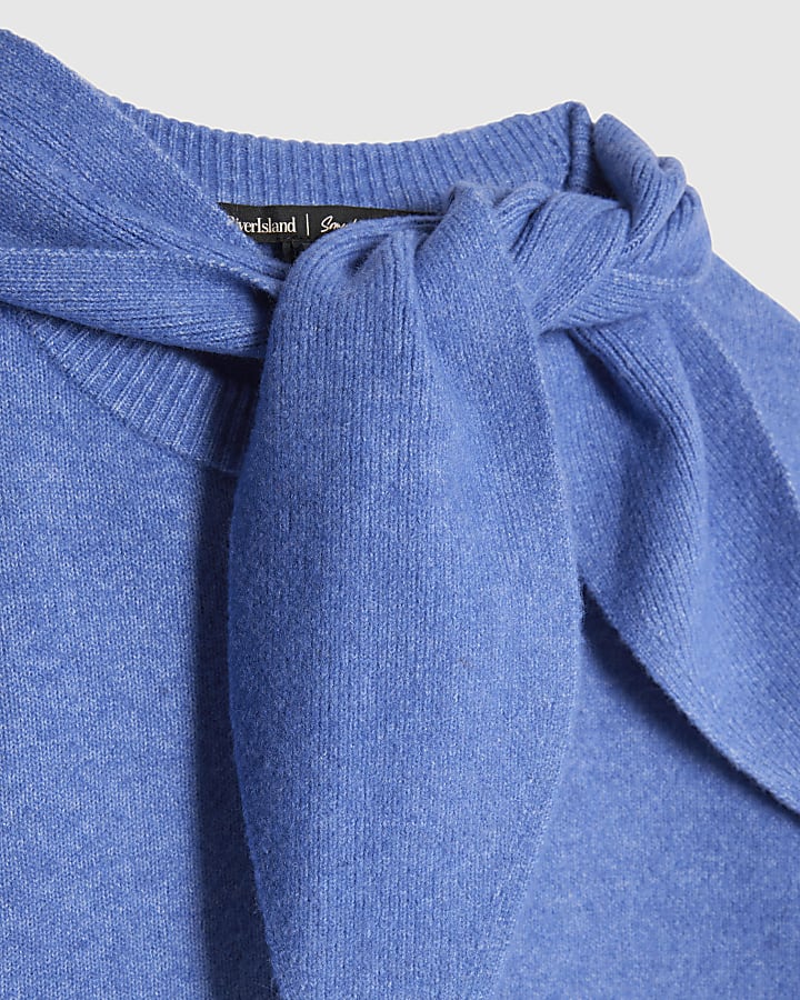 Blue Crew Tie Neck Jumper