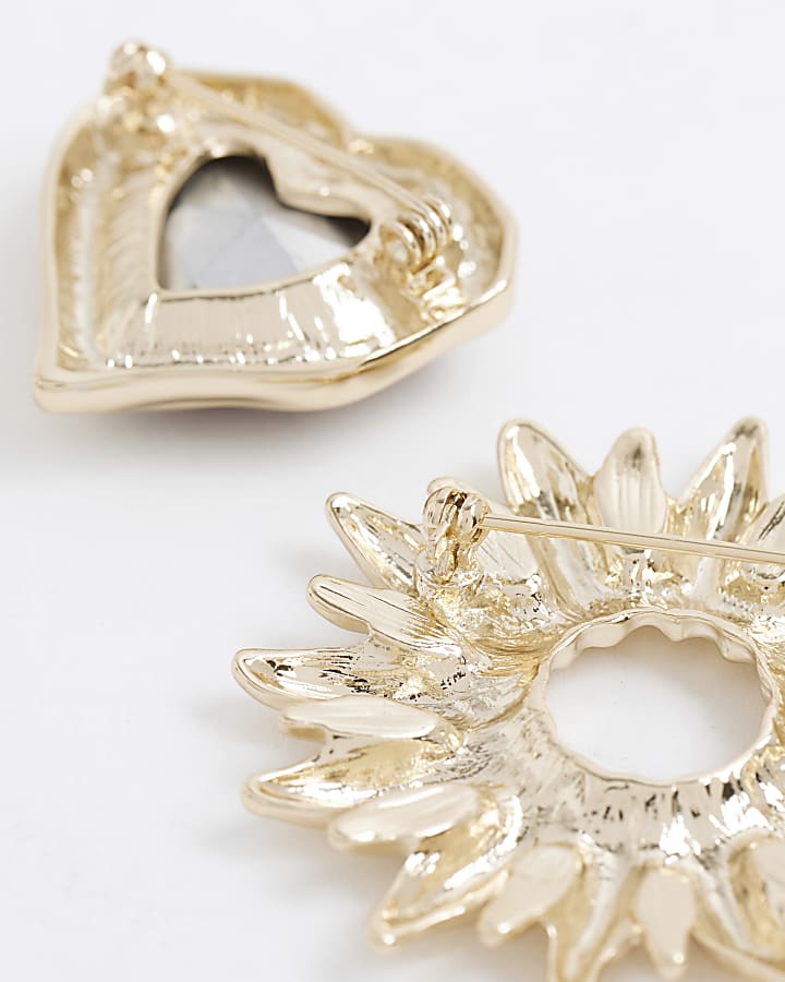 Gold Mixed Lips Broches Pack Of 3
