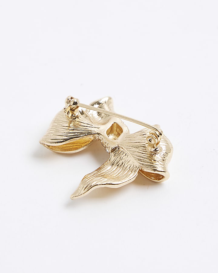 Gold Bow Brooch