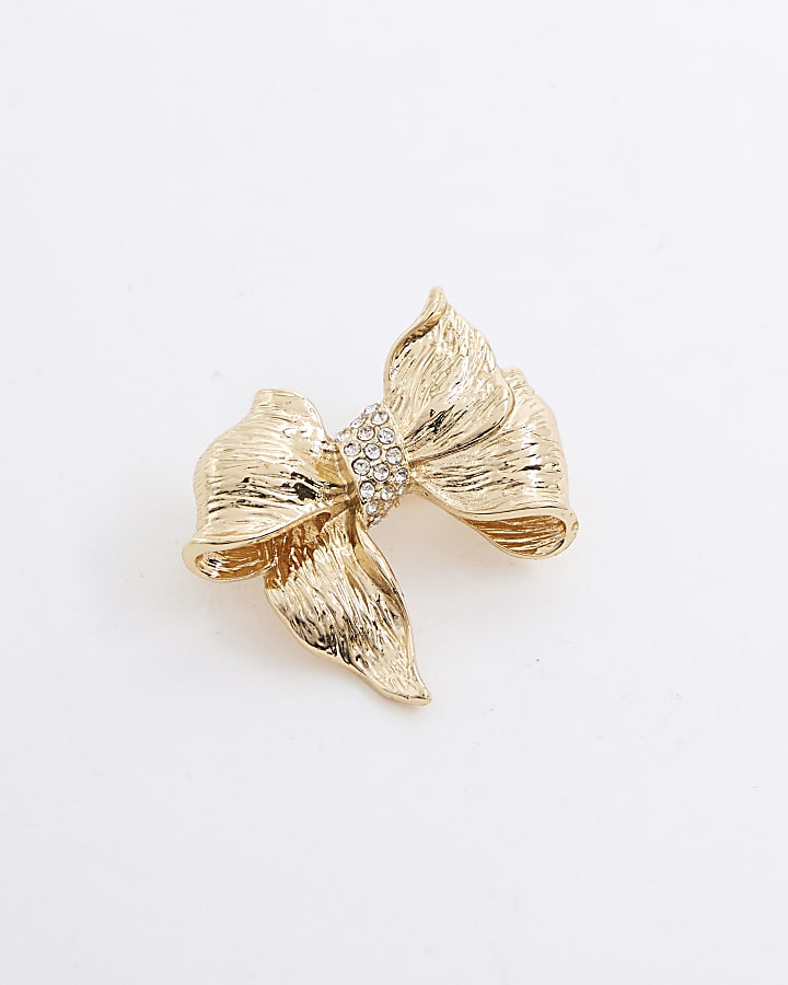 Gold Bow Brooch
