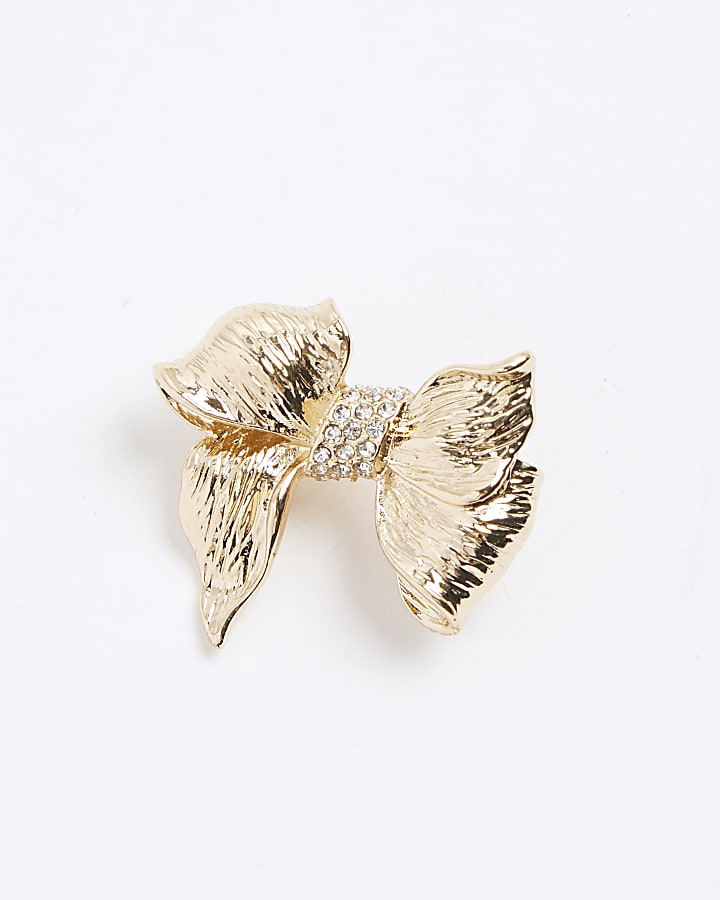 Gold Bow Brooch