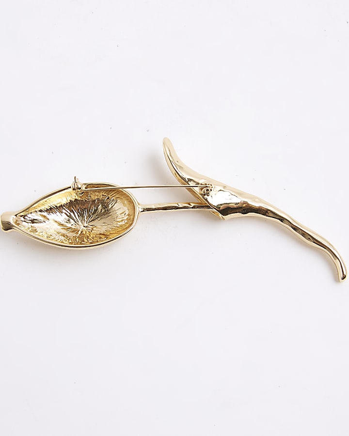Gold Flower Stem Brooch