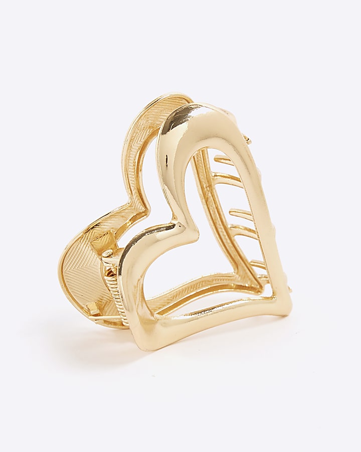 Gold Heart Claw Hair Clip