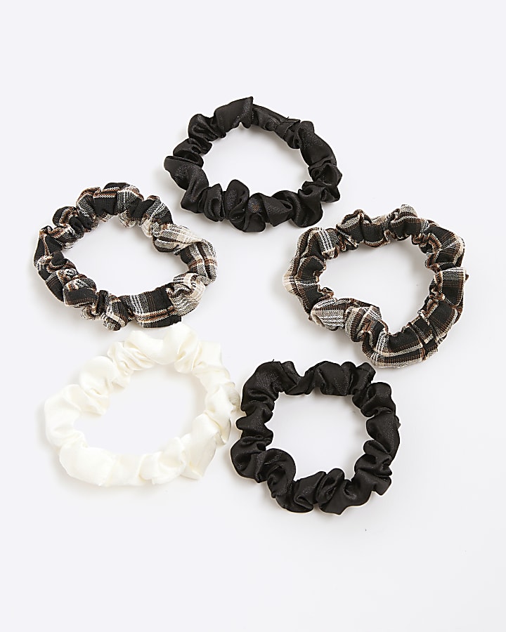 Multi Colour Mixed Print Pack Of 5 Scrunchies