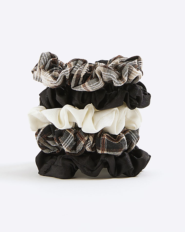 Multi Colour Mixed Print Pack Of 5 Scrunchies