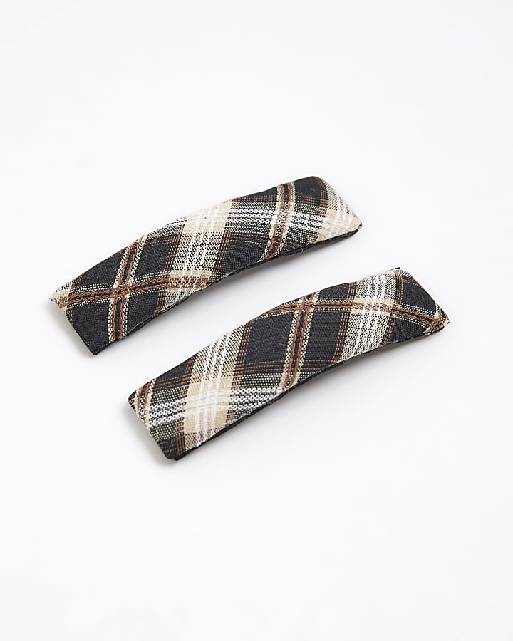 Brown Check Hair slides
