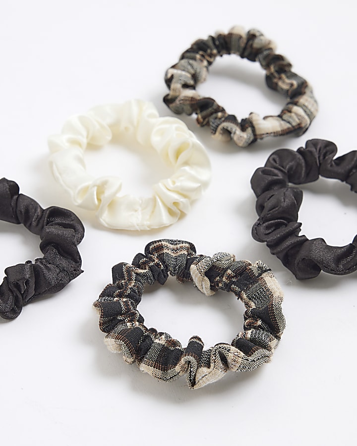 Multi Colour 5 Pack Scrunchie Hair Bands