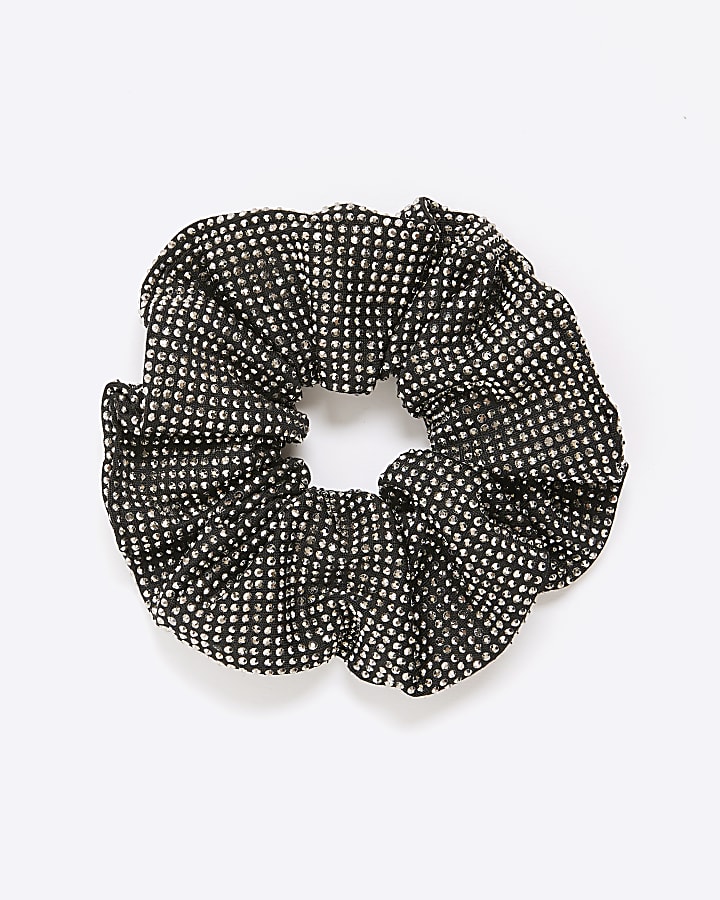 Black rhinestone Hair scrunchie