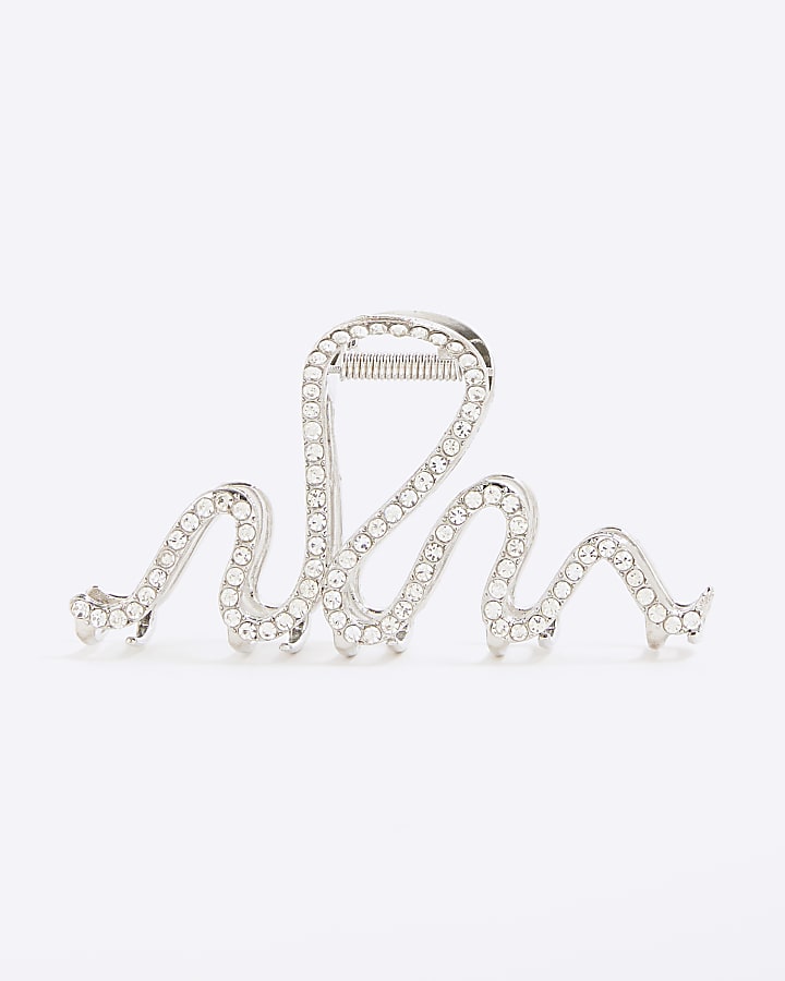 Silver metail swirl claw hair clip